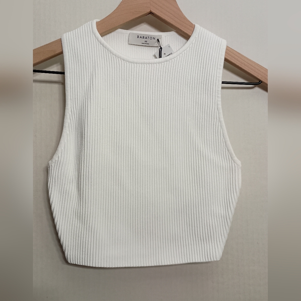 Cropped crew-neck racerback tank